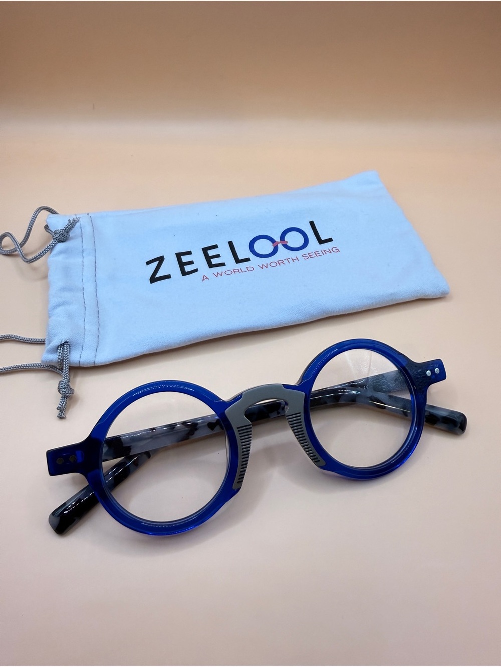 ZEELOOL stylish Round Transparent Blue Glasses Frame, no Prescription